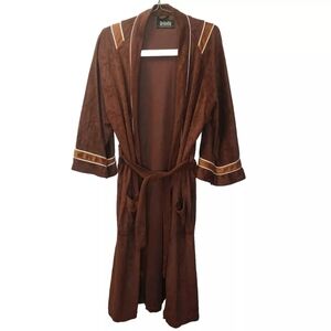 Vintage Bath Lounge Raglan Robe Adult One Sz Brown Belted Patch Pockets Rabhor